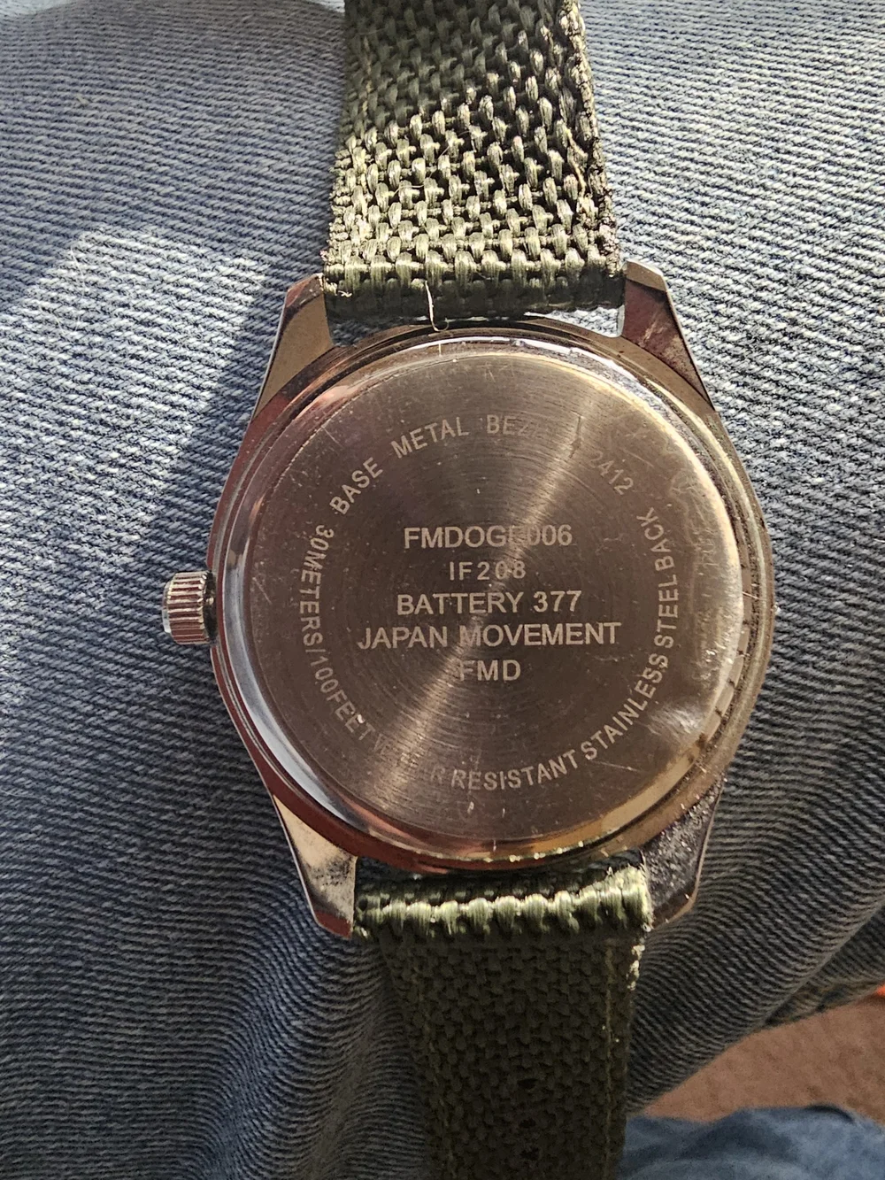 Source Unknown Olive Green Field Watch with Silver Case